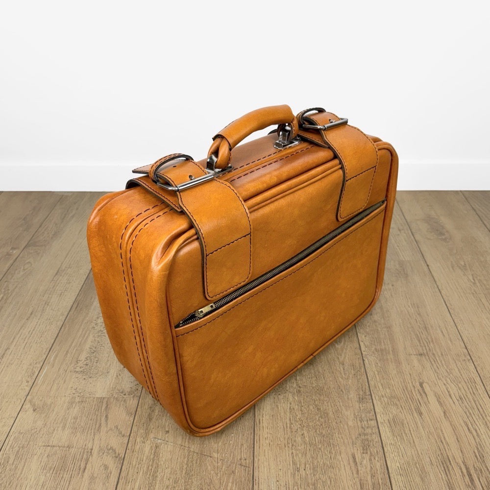 Ancienne Valise Américaine en Cuir de Buffle - Vintage French Finds Ancienne Valise Américaine en Cuir de Buffle - Vintage French Finds