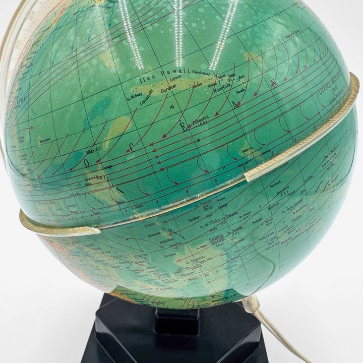 Mappemonde lumineuse sur socle années 60