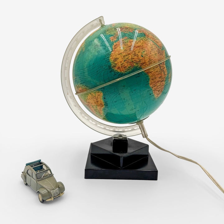 Mappemonde lumineuse sur socle années 60