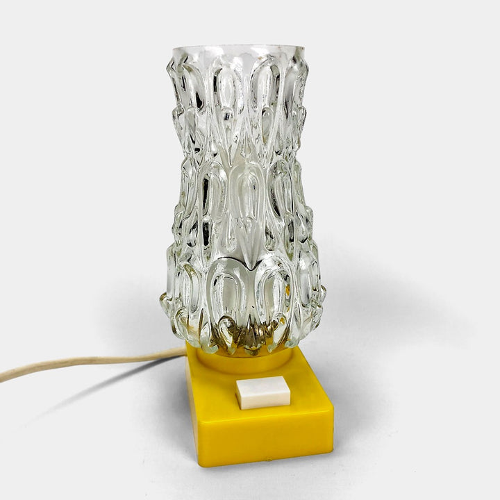 Paire de lampes de chevet verre moulé et plastique des sixties