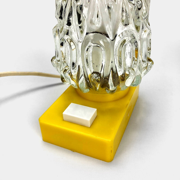 Paire de lampes de chevet verre moulé et plastique des sixties