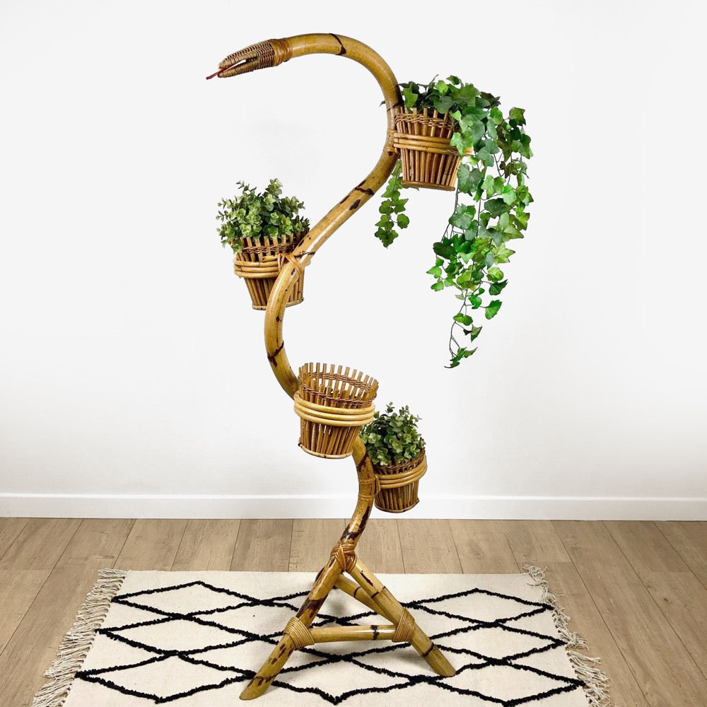etagere plantes Porte-plantes rétro en bambou