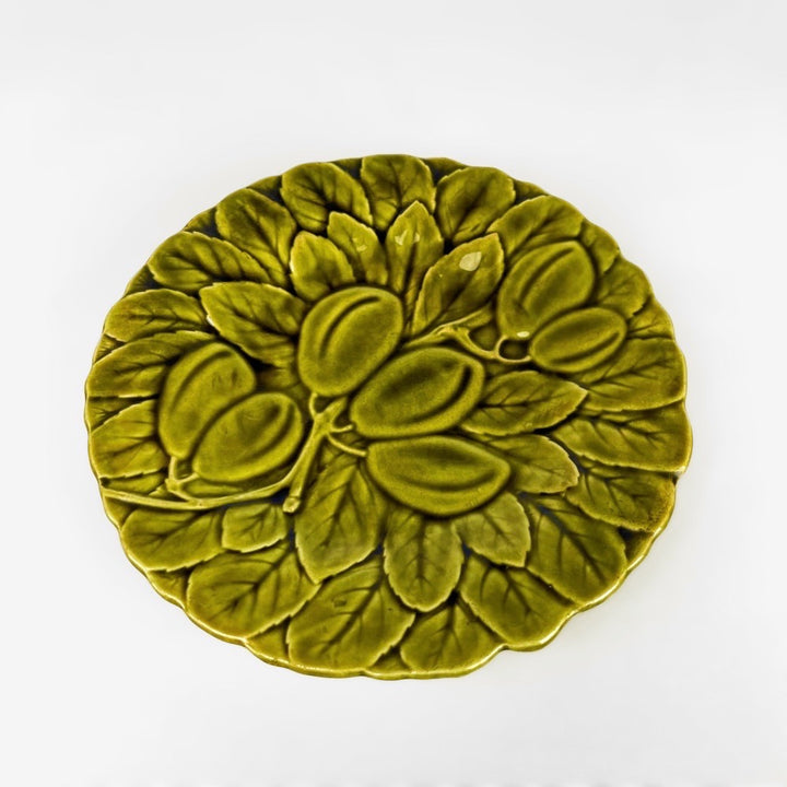 Assiettes à dessert en barbotine motif fruitier monochrome Sarreguemines