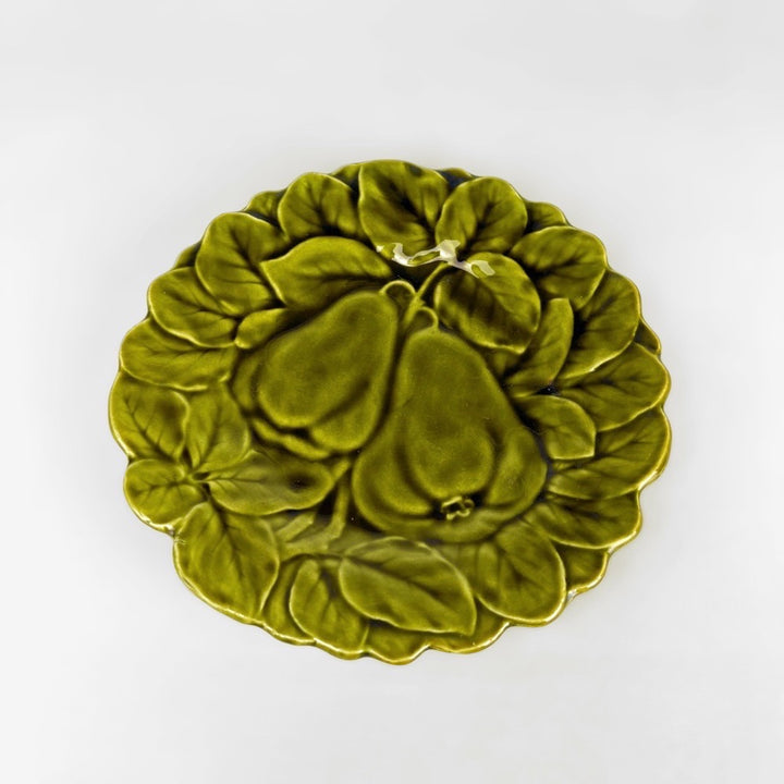 Assiettes à dessert en barbotine motif fruitier monochrome Sarreguemines