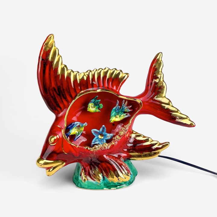 Lampe poisson barbotine Vallauris XXL