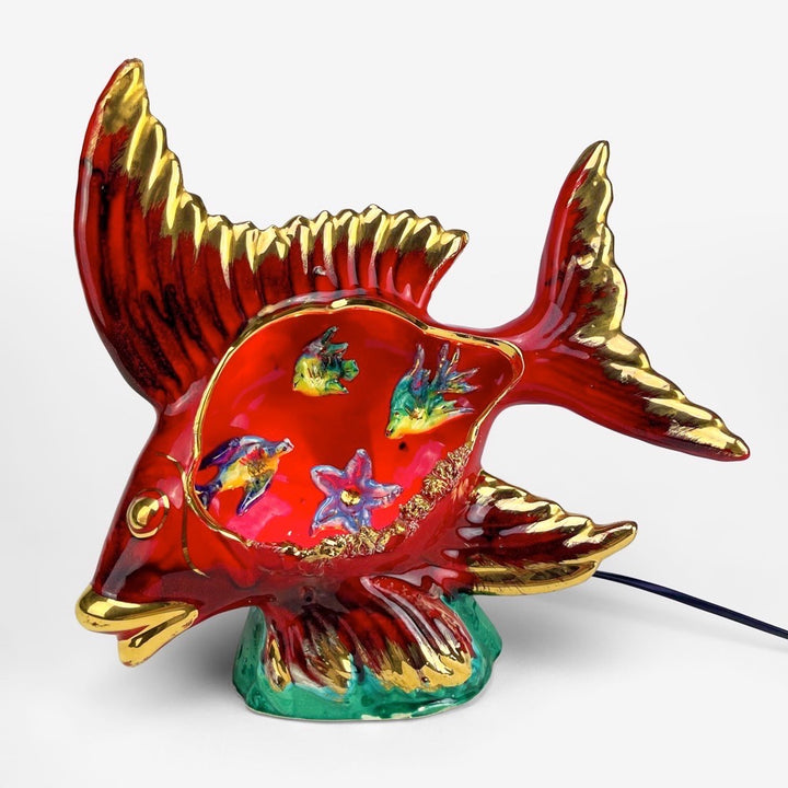 Lampe poisson barbotine Vallauris XXL