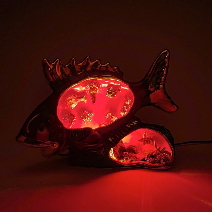 Lampe Poisson barbotine XXL Vallauris double ouverture