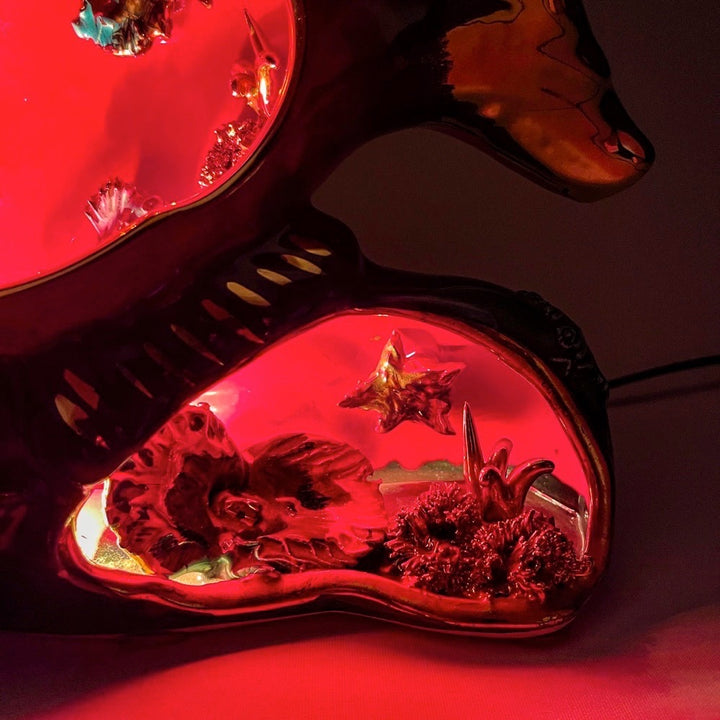 Lampe Poisson barbotine XXL Vallauris double ouverture