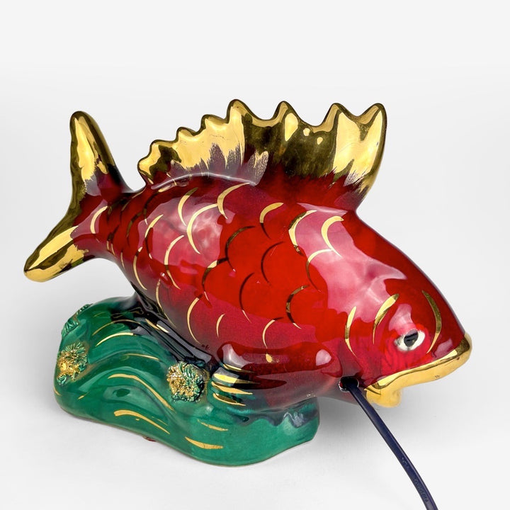 Lampe Poisson barbotine XXL Vallauris double ouverture