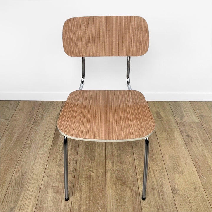 Chaises Formica beige saumoné motif rayures