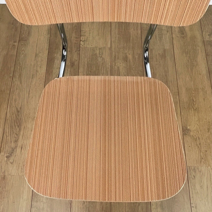 Chaises Formica beige saumoné motif rayures