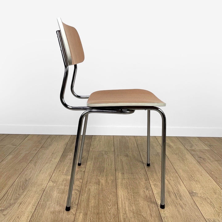 Chaises Formica beige saumoné motif rayures