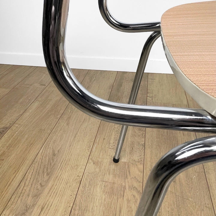 Chaises Formica beige saumoné motif rayures