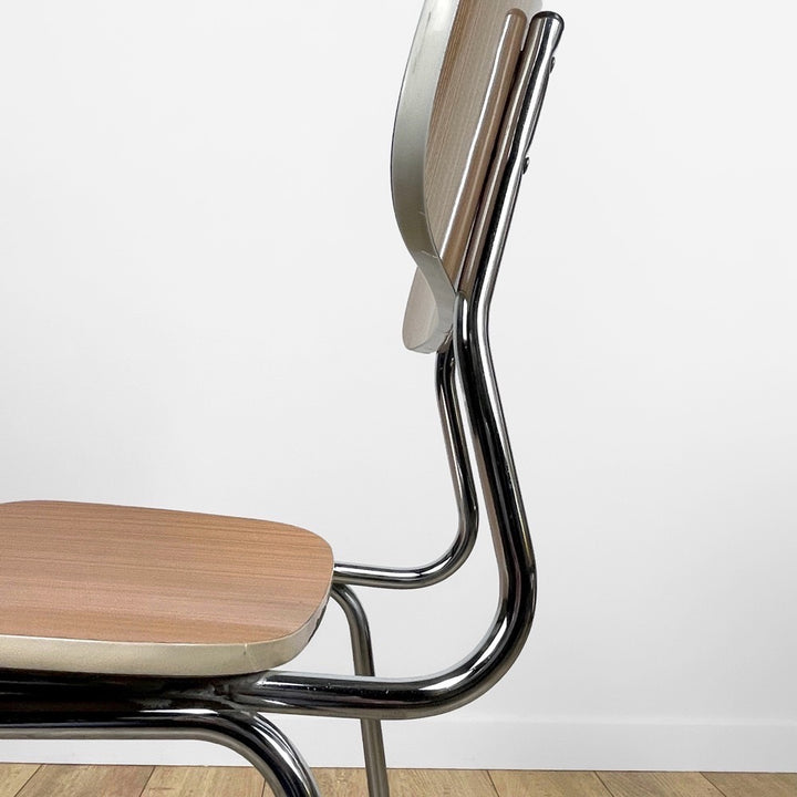 Chaises Formica beige saumoné motif rayures