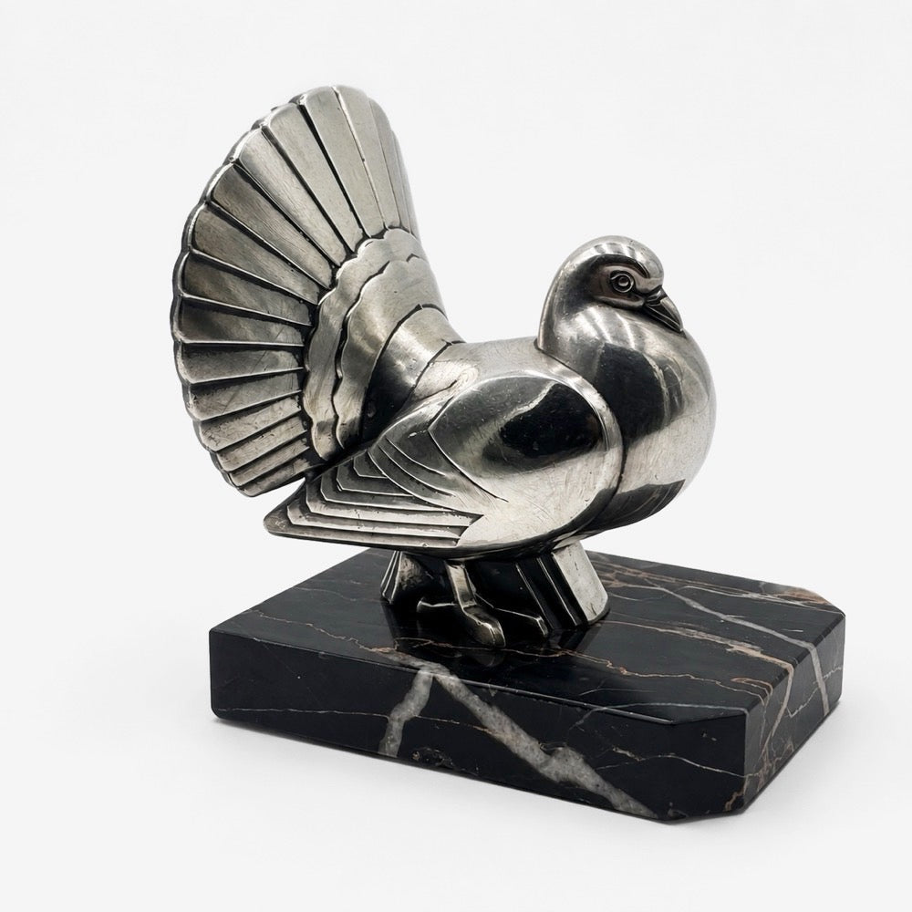 Sculpture Art déco pigeon-paon Perrina 1930