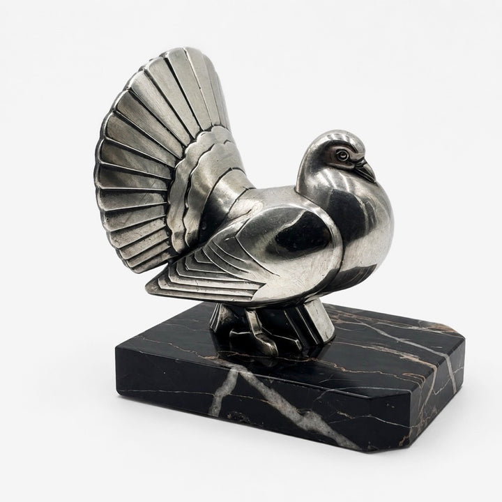 Sculpture Art déco pigeon-paon Perrina 1930