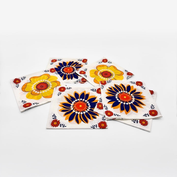 Serviettes de table flower power années 70