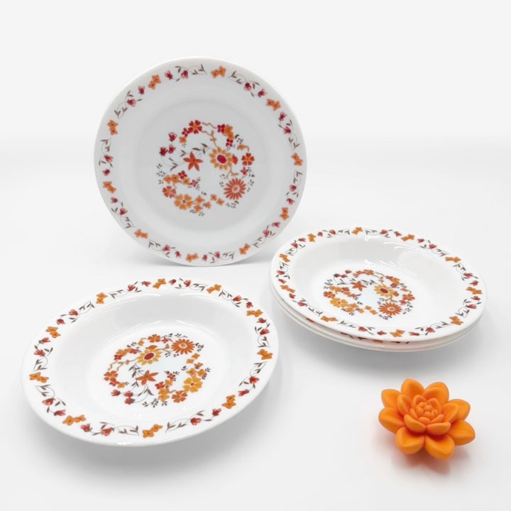 Assiettes plates et à soupe Arcopal modèle flore 70's