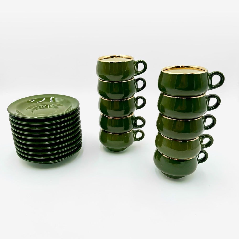 Tasses à expresso vert empire filet or Helvetia express