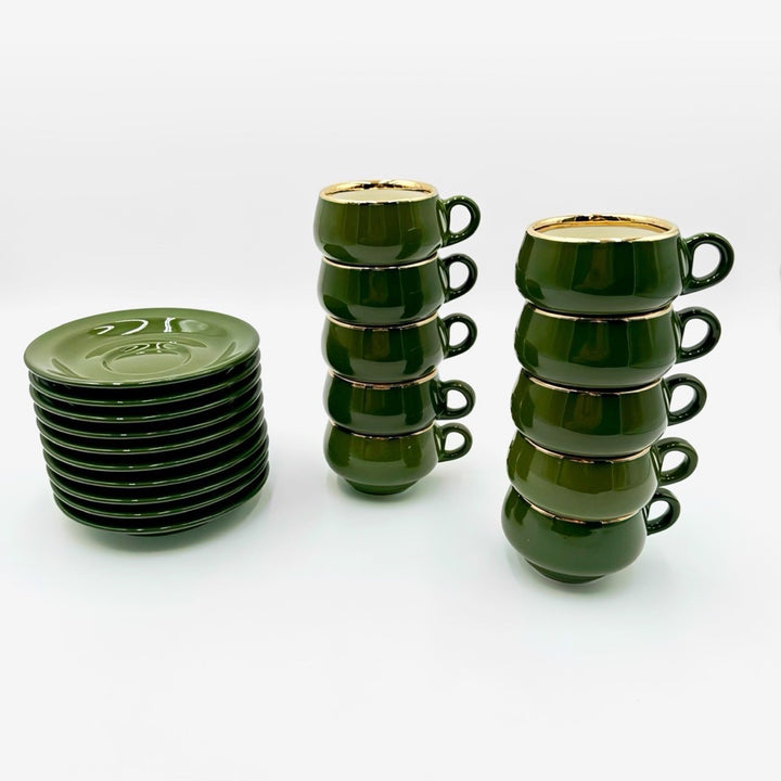 Tasses à expresso vert empire filet or Helvetia express