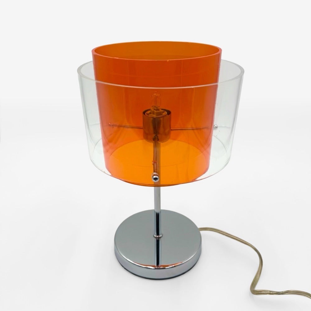 Lampe plexiglass orange et chrome années 90
