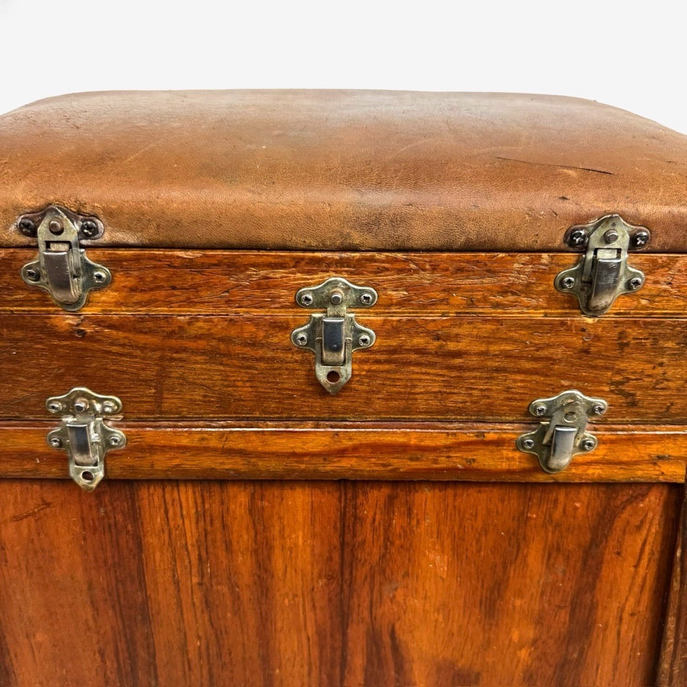 Ancien tabouret de pêcheur bois et cuir