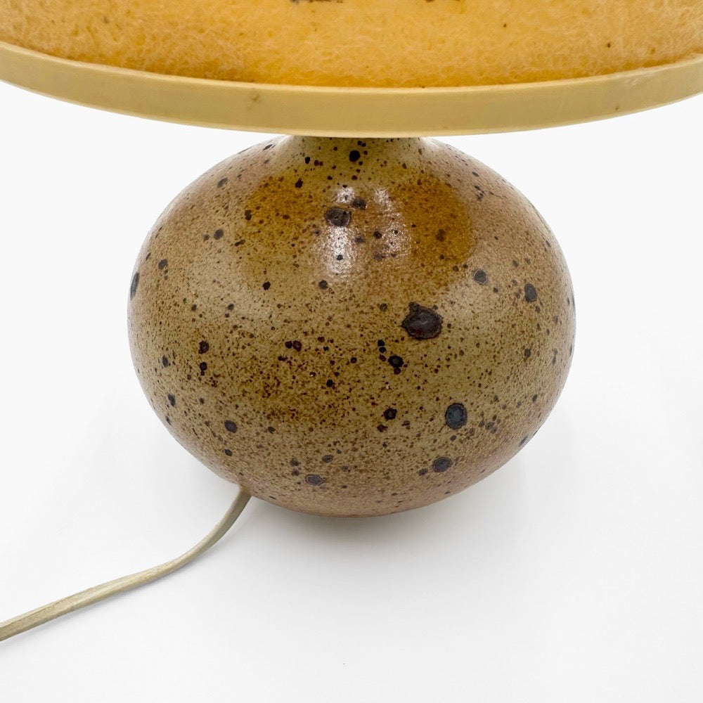 Lampe boule grès pyrité abat-jour inclusion fleurs séchées