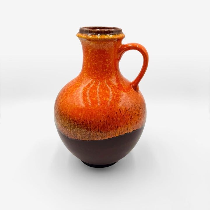 Vase céramique orange boule à anse Jasba 70's