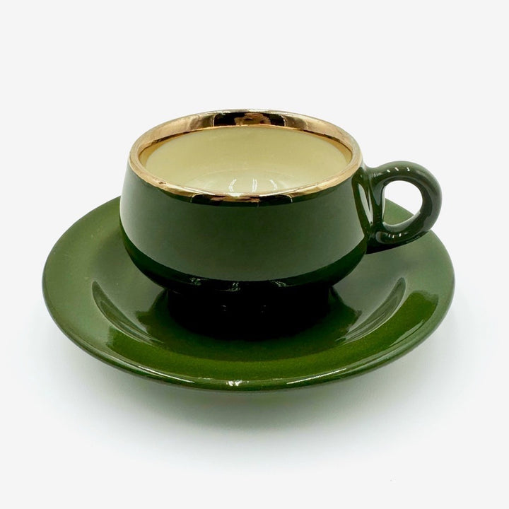 Tasses à expresso vert empire filet or Helvetia express