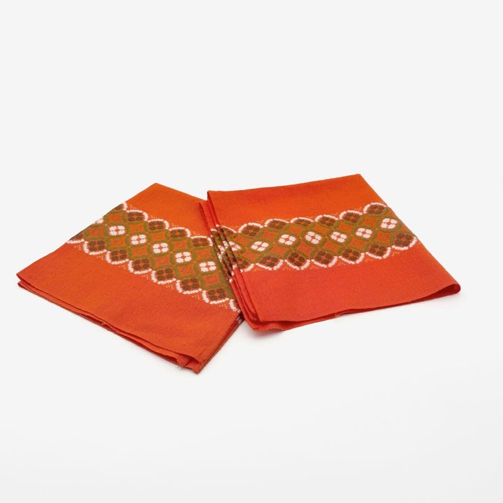 Duo de serviettes tissu orange années 70