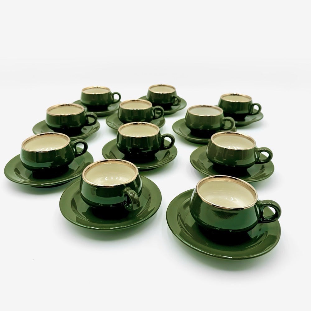 Tasses à expresso vert empire filet or Helvetia express