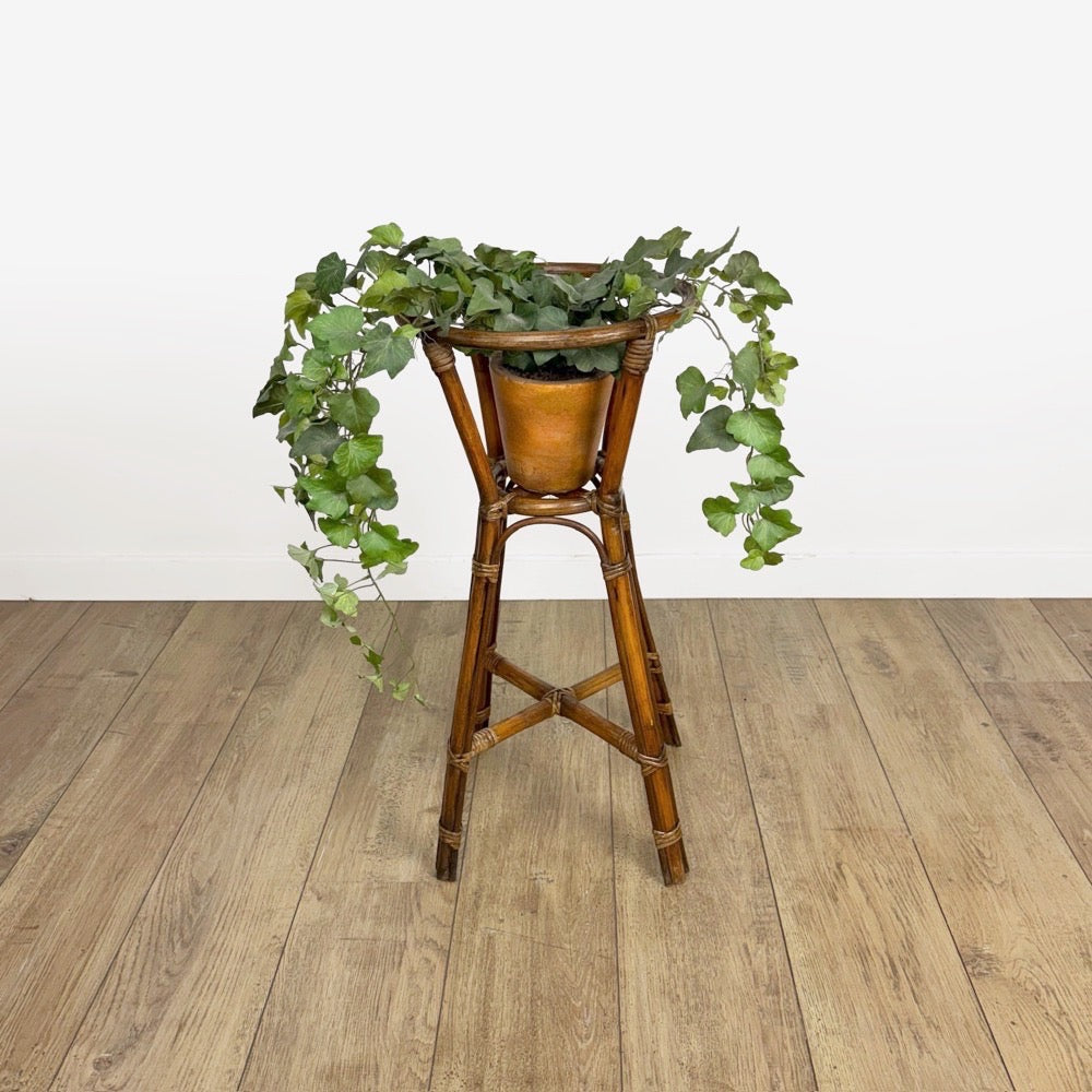 Porte-plantes en rotin vintage
