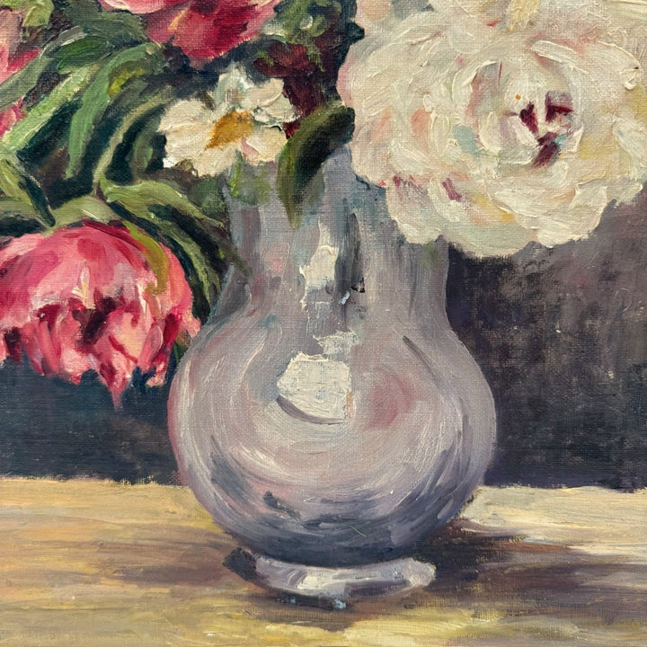 Huile Nature Morte bouquet champêtre