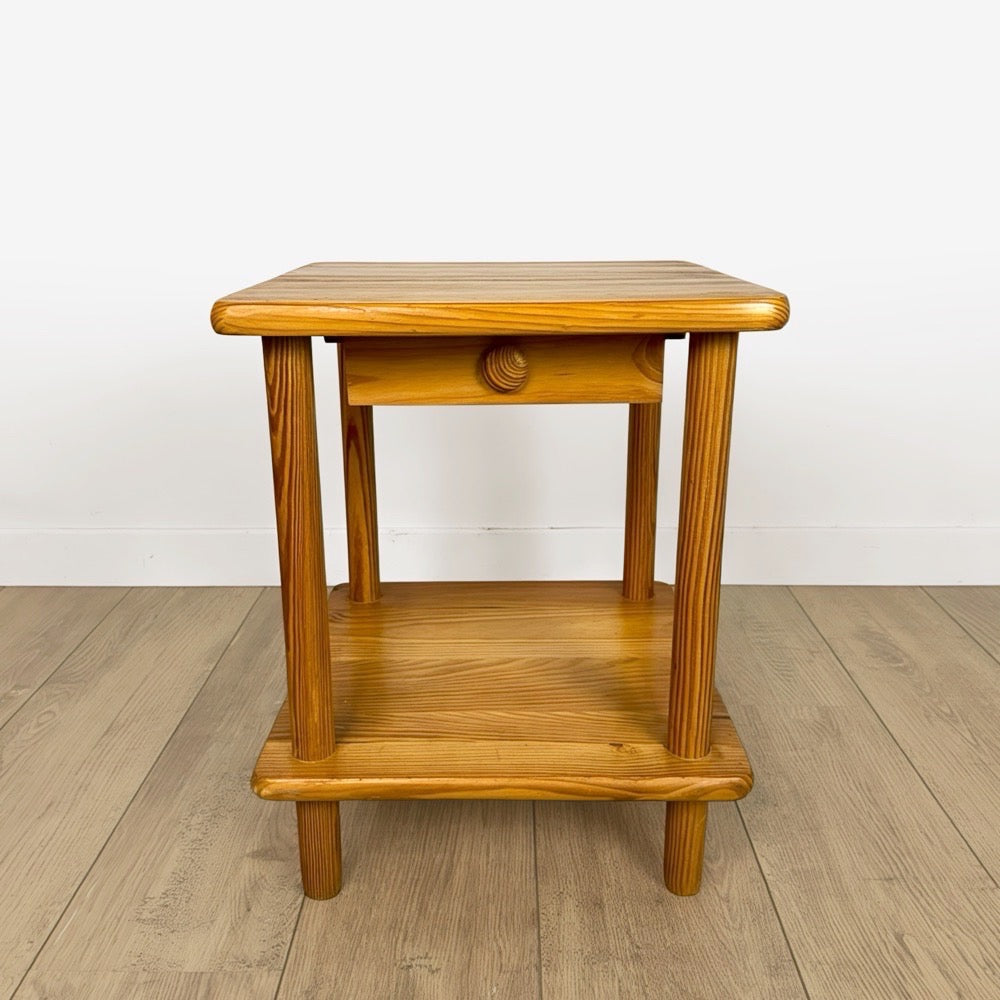 Table de chevet scandinave en pin années 80