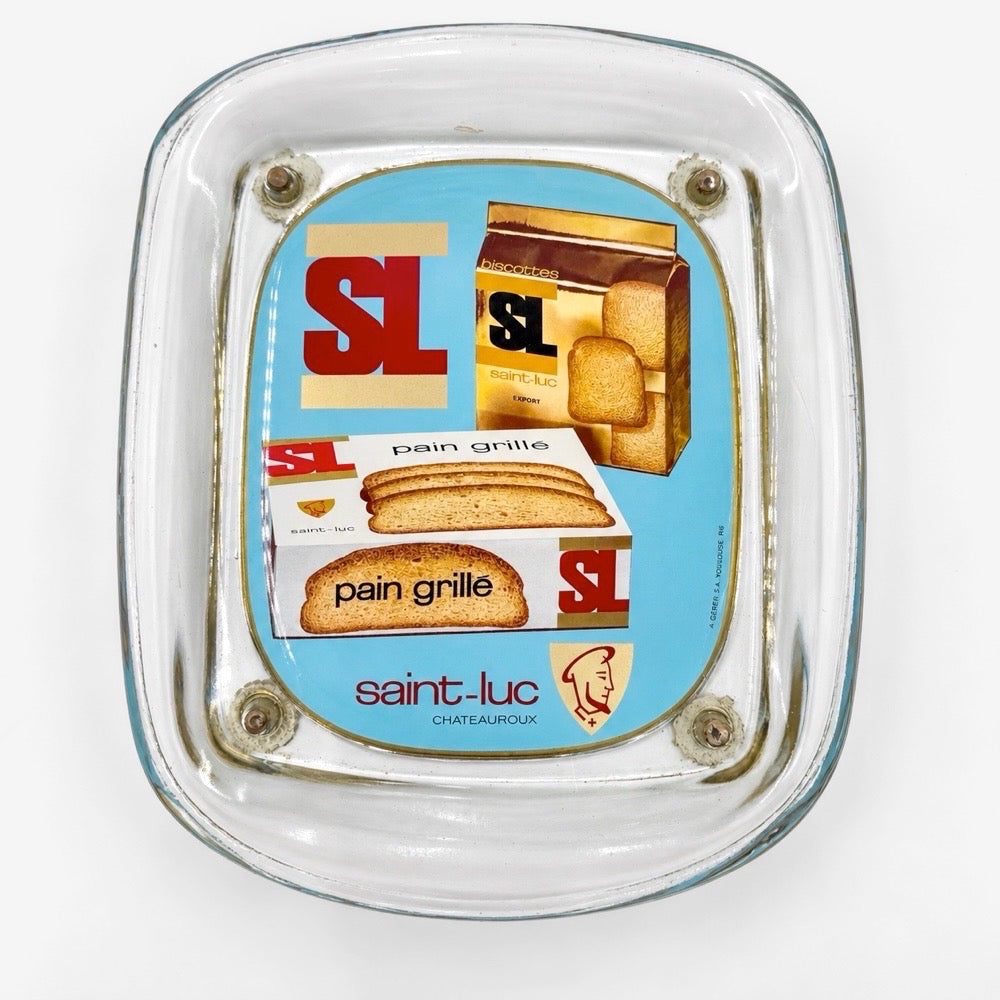 Vide-poche publicitaire en verre biscottes Saint-Luc années 60