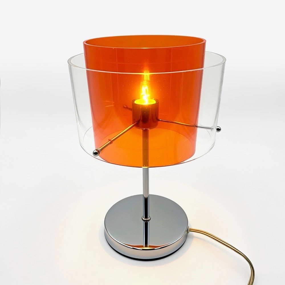 Lampe plexiglass orange et chrome années 90