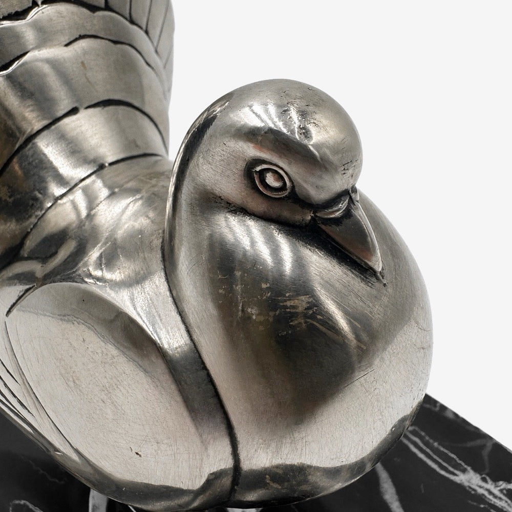 Sculpture Art déco pigeon-paon Perrina 1930