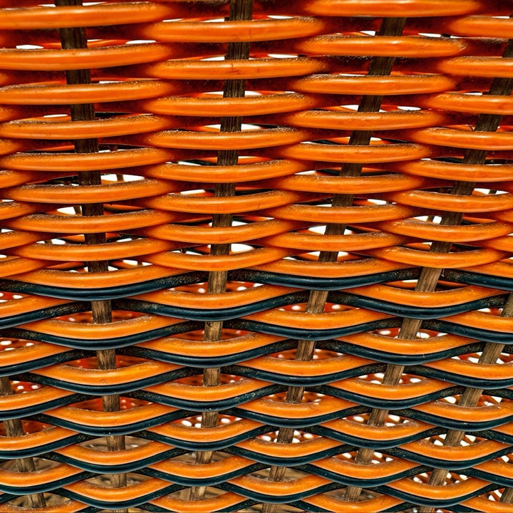 Cabas osier scoubidou orange et noir années 70
