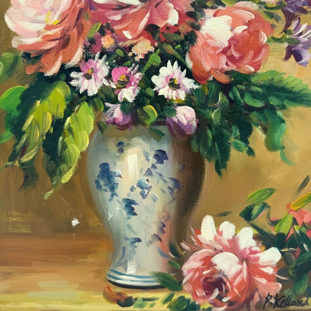 Huile Nature Morte aux pivoines Peter Kelland