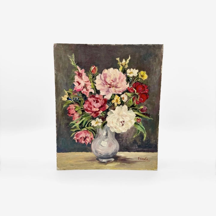 Huile Nature Morte bouquet champêtre