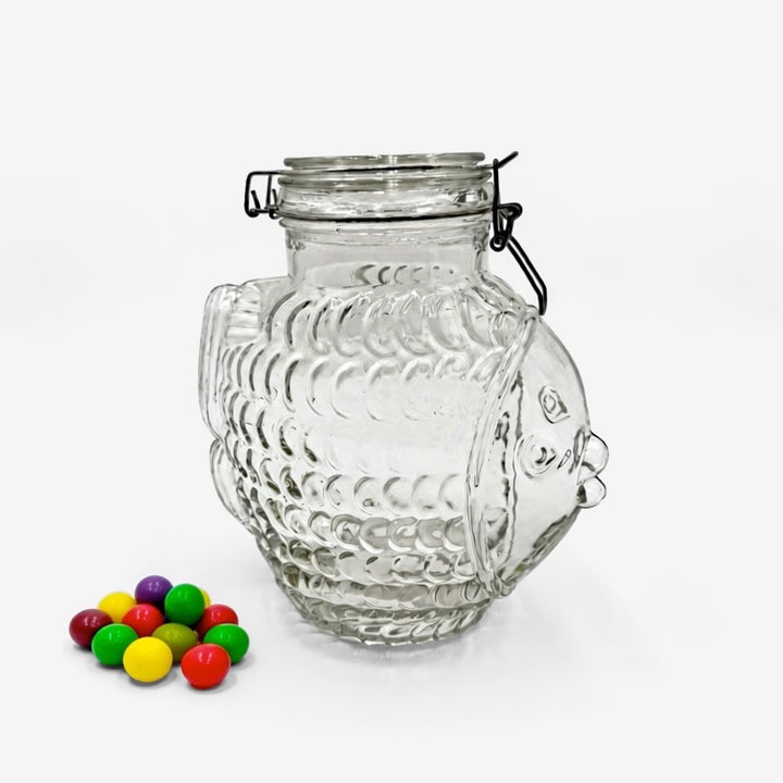 Bocal poisson en verre moulé années 80
