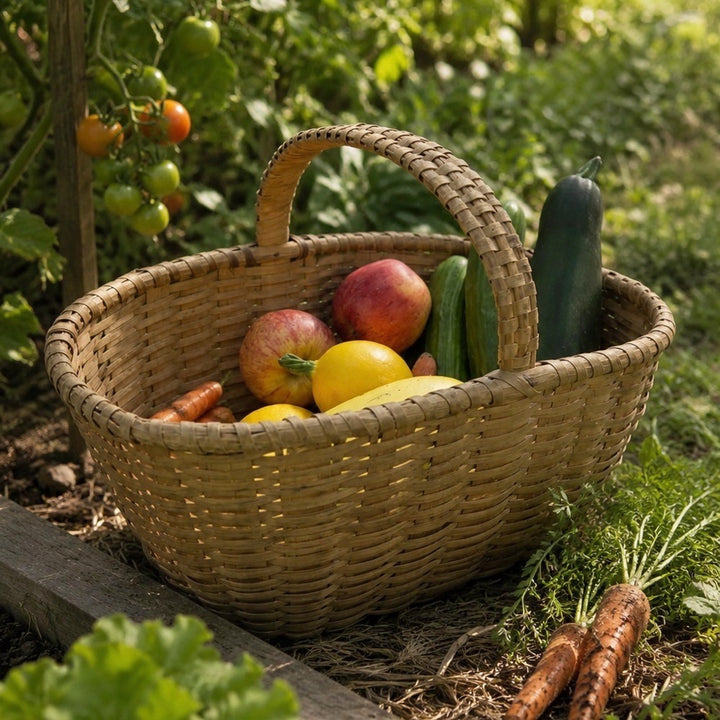 Panier de récolte en éclisse d'osier