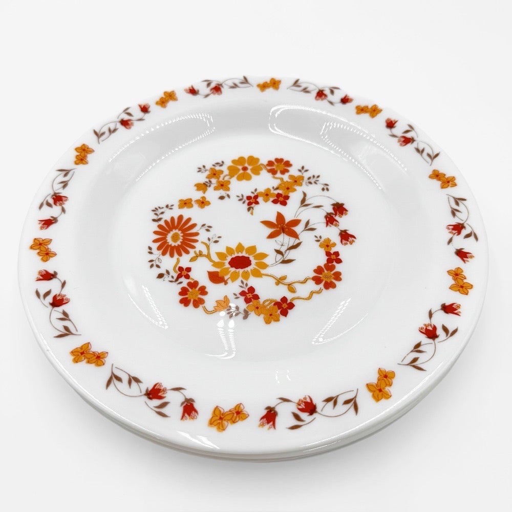 Assiettes plates et à soupe Arcopal modèle flore 70's