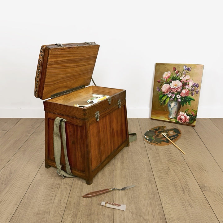 Ancien tabouret de pêcheur bois et cuir