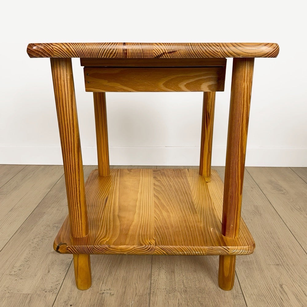 Table de chevet scandinave en pin années 80