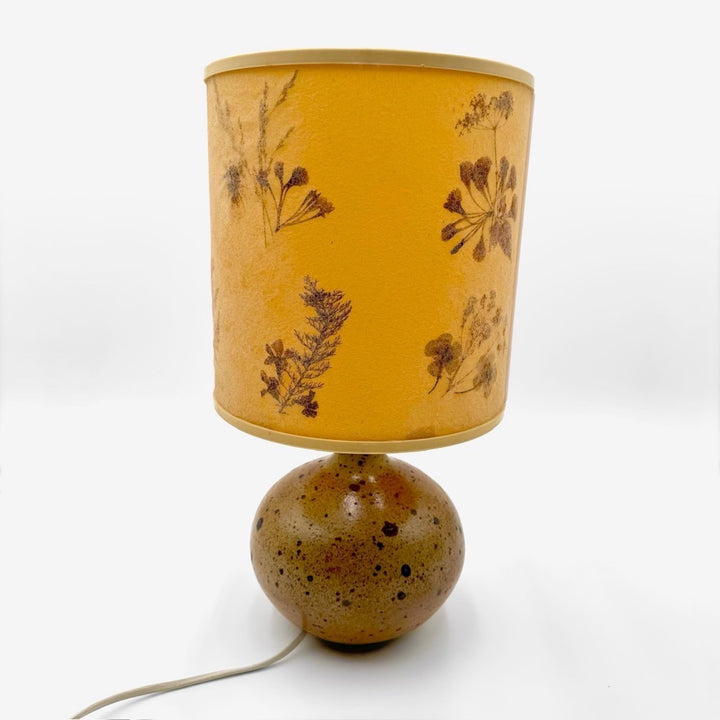 Lampe boule grès pyrité abat-jour inclusion fleurs séchées