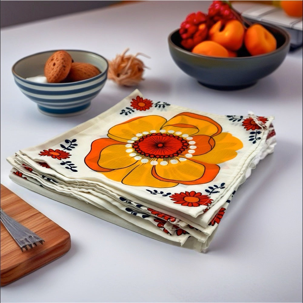 Serviettes de table flower power années 70