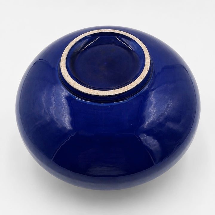 Vase galet en céramique émaillée polychrome vintage