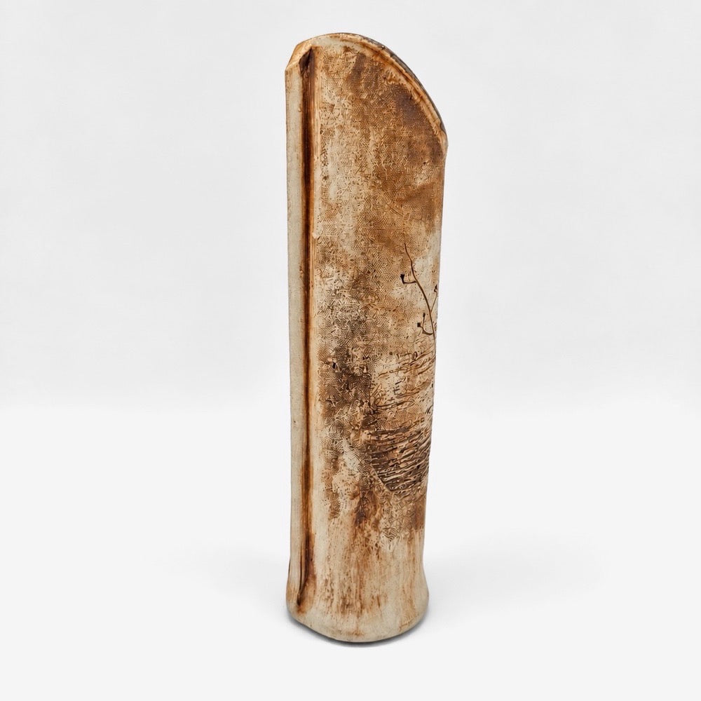 Soliflore asymétrique en grès de Derek Rowe  Underground Pottery Australie années 80