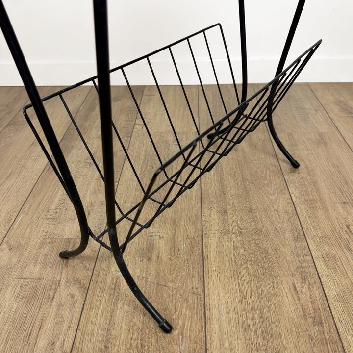 Porte-revues céramique orange et métal années 70